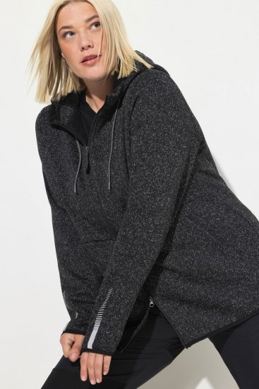 Ulla Popken Sweater Knit Fleece Hoodie Black - Hettegensere og collegegensere - Myke gensere, hettegensere og strikk