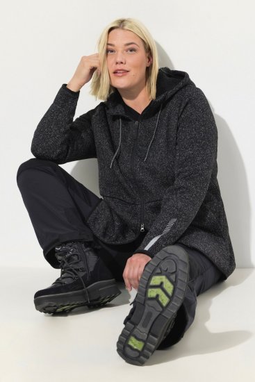 Ulla Popken Sweater Knit Fleece Hoodie Black - Hettegensere og collegegensere - Myke gensere, hettegensere og strikk