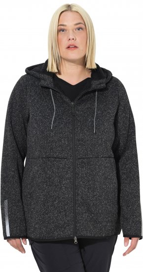 Ulla Popken Sweater Knit Fleece Hoodie Black - Hettegensere og collegegensere - Myke gensere, hettegensere og strikk