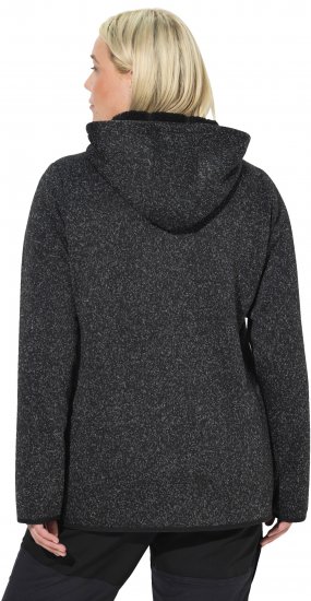 Ulla Popken Sweater Knit Fleece Hoodie Black - Hettegensere og collegegensere - Myke gensere, hettegensere og strikk