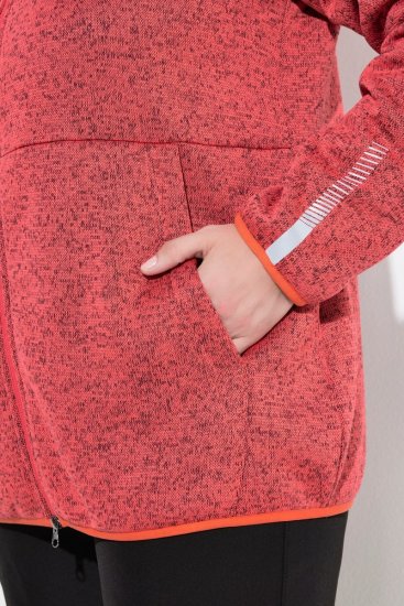 Ulla Popken Sweater Knit Fleece Hoodie Coral - Ulla Popken - Ulla Popken Plus-Size Klær