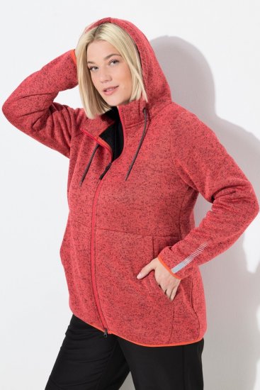 Ulla Popken Sweater Knit Fleece Hoodie Coral - Ulla Popken - Ulla Popken Plus-Size Klær