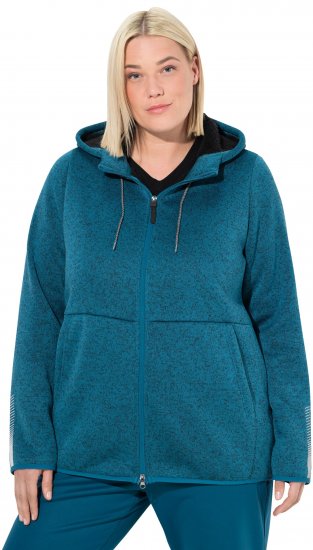 Ulla Popken Sweater Knit Fleece Hoodie Dark Petrol - Hettegensere og collegegensere - 