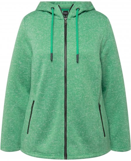 Ulla Popken Melange Knit Fleece Lined Hoodie Spring Green - Hettegensere og collegegensere - Myke gensere, hettegensere og strikk