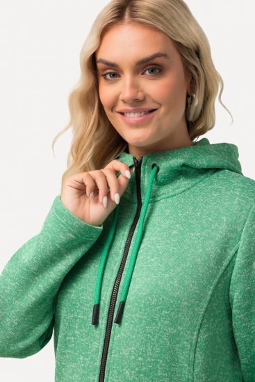 Ulla Popken Melange Knit Fleece Lined Hoodie Spring Green - Hettegensere og collegegensere - Myke gensere, hettegensere og strikk