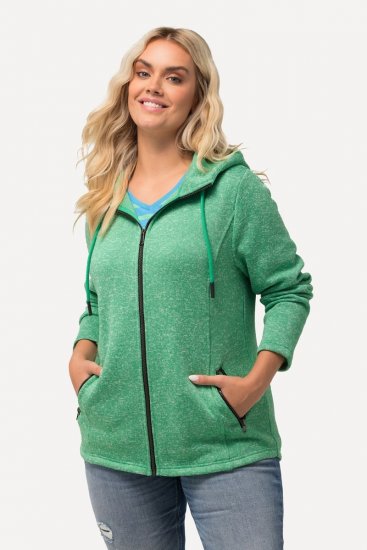 Ulla Popken Melange Knit Fleece Lined Hoodie Spring Green - Hettegensere og collegegensere - Myke gensere, hettegensere og strikk