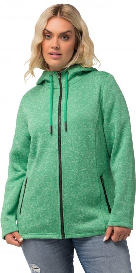 Ulla Popken Melange Knit Fleece Lined Hoodie Spring Green - Hettegensere og collegegensere - Myke gensere, hettegensere og strikk