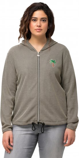 Ulla Popken Drawstring Hem Zip-Up Hoodie Grey - Hettegensere og collegegensere - 