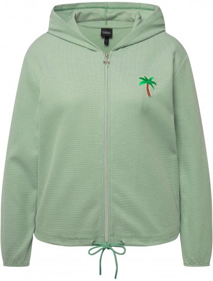 Ulla Popken Drawstring Hem Zip-Up Hoodie Light Green - Hettegensere og collegegensere - Myke gensere, hettegensere og strikk