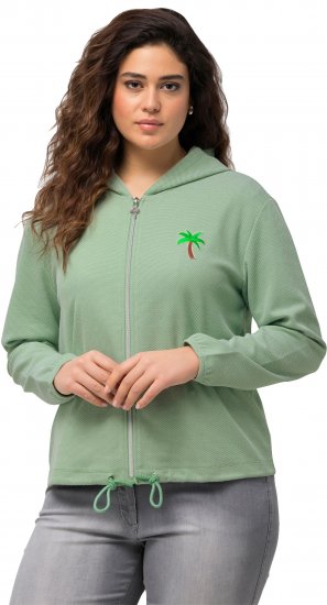 Ulla Popken Drawstring Hem Zip-Up Hoodie Light Green - Hettegensere og collegegensere - Myke gensere, hettegensere og strikk
