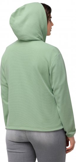 Ulla Popken Drawstring Hem Zip-Up Hoodie Light Green - Hettegensere og collegegensere - Myke gensere, hettegensere og strikk