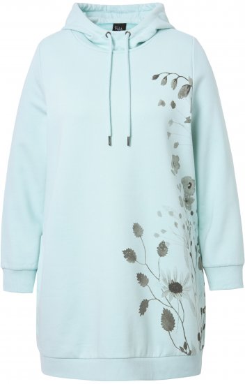 Ulla Popken Oversized Grass Graphic Hoodie Glacier Green - Hettegensere og collegegensere - Myke gensere, hettegensere og strikk
