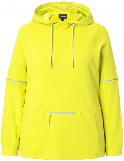 Ulla Popken Zippered Pocket and Reflective Piping Hoodie Green Apple - Hettegensere og collegegensere - 