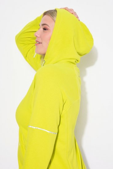 Ulla Popken Zippered Pocket and Reflective Piping Hoodie Green Apple - Hettegensere og collegegensere - Myke gensere, hettegensere og strikk
