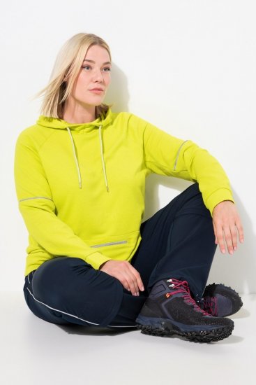 Ulla Popken Zippered Pocket and Reflective Piping Hoodie Green Apple - Hettegensere og collegegensere - Myke gensere, hettegensere og strikk