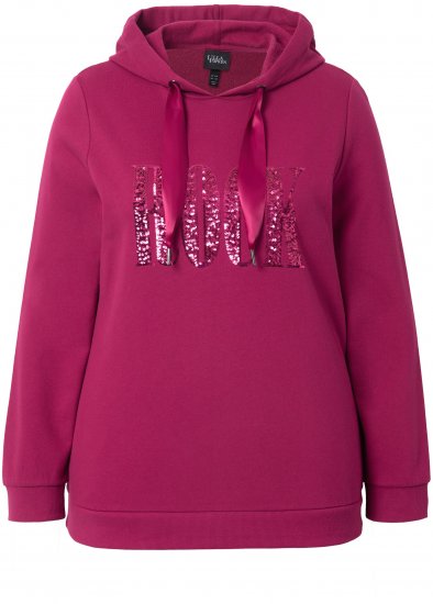 Ulla Popken Rock Sequined Hoodie Ruby - Hettegensere og collegegensere - 