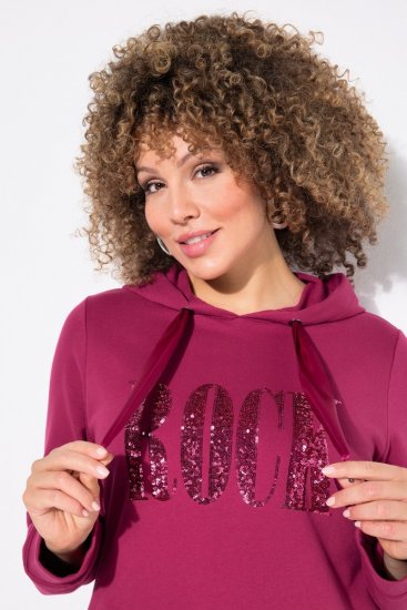 Ulla Popken Rock Sequined Hoodie Ruby - Hettegensere og collegegensere - Myke gensere, hettegensere og strikk