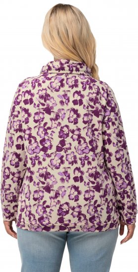 Ulla Popken Floral Print Drawstring Collar Hoodie Vanilla - Hettegensere og collegegensere - Myke gensere, hettegensere og strikk