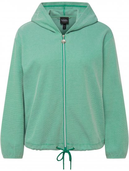 Ulla Popken Drawstring Hem Two-Tone Knit Hoodie Emerald Green - Hettegensere og collegegensere - Myke gensere, hettegensere og strikk