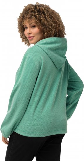 Ulla Popken Drawstring Hem Two-Tone Knit Hoodie Emerald Green - Hettegensere og collegegensere - Myke gensere, hettegensere og strikk