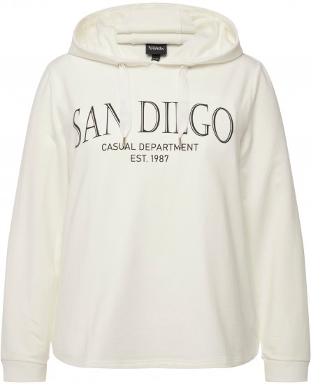 Ulla Popken City Name Graphic Hoodie Off-White - Hettegensere og collegegensere - Myke gensere, hettegensere og strikk