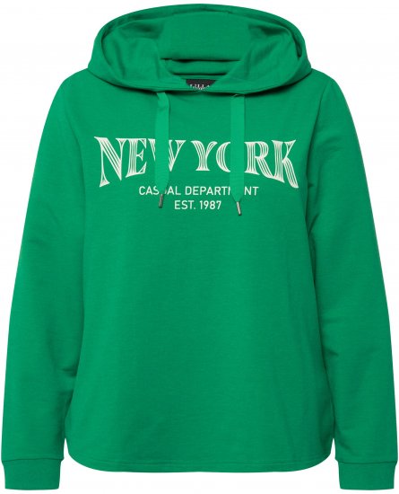 Ulla Popken City Name Graphic Hoodie Emerald Green - Hettegensere og collegegensere - Myke gensere, hettegensere og strikk