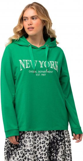 Ulla Popken City Name Graphic Hoodie Emerald Green - Hettegensere og collegegensere - Myke gensere, hettegensere og strikk