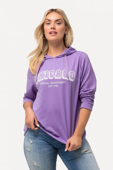 Ulla Popken City Name Graphic Hoodie Light Purple - Hettegensere og collegegensere - Myke gensere, hettegensere og strikk