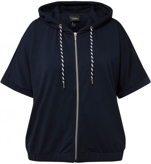 Ulla Popken Short Sleeve Zip-Up Hoodie Navy - Hettegensere og collegegensere - Myke gensere, hettegensere og strikk