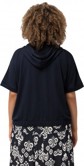 Ulla Popken Short Sleeve Zip-Up Hoodie Navy - Hettegensere og collegegensere - Myke gensere, hettegensere og strikk
