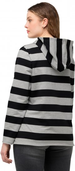 Ulla Popken Mixed Stripe Long Sleeve Hoodie Black - Hettegensere og collegegensere - Myke gensere, hettegensere og strikk