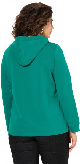 Ulla Popken Face Graphic Long Sleeve Hoodie Emerald Green - Hettegensere og collegegensere - Myke gensere, hettegensere og strikk