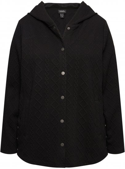 Ulla Popken Cable Knit Long Sleeve Hoodie Black - Hettegensere og collegegensere - 