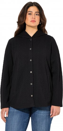 Ulla Popken Cable Knit Long Sleeve Hoodie Black - Hettegensere og collegegensere - 