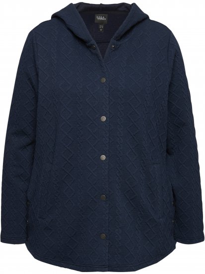 Ulla Popken Cable Knit Long Sleeve Hoodie Navy - Hettegensere og collegegensere - Myke gensere, hettegensere og strikk