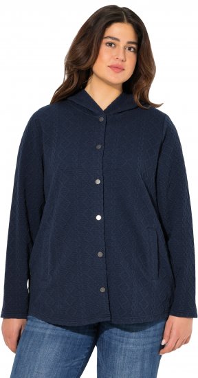 Ulla Popken Cable Knit Long Sleeve Hoodie Navy - Hettegensere og collegegensere - Myke gensere, hettegensere og strikk