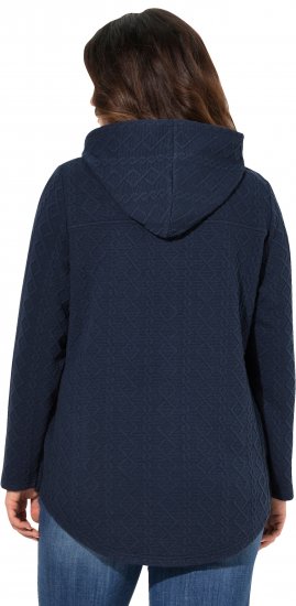 Ulla Popken Cable Knit Long Sleeve Hoodie Navy - Hettegensere og collegegensere - Myke gensere, hettegensere og strikk