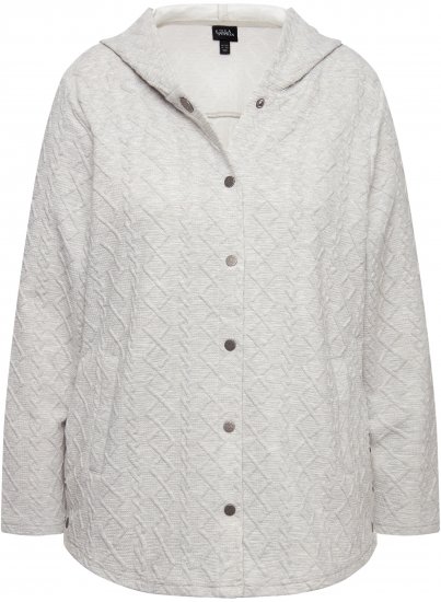 Ulla Popken Cable Knit Long Sleeve Hoodie Light Grey Melange - Hettegensere og collegegensere - Myke gensere, hettegensere og strikk