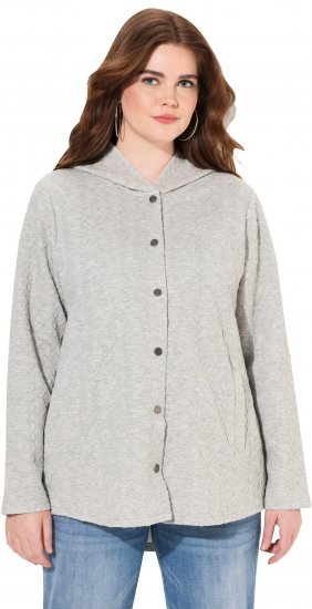 Ulla Popken Cable Knit Long Sleeve Hoodie Light Grey Melange - Hettegensere og collegegensere - Myke gensere, hettegensere og strikk