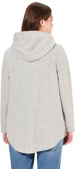 Ulla Popken Cable Knit Long Sleeve Hoodie Light Grey Melange - Hettegensere og collegegensere - Myke gensere, hettegensere og strikk