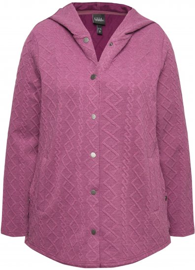 Ulla Popken Cable Knit Long Sleeve Hoodie Berry - Hettegensere og collegegensere - 