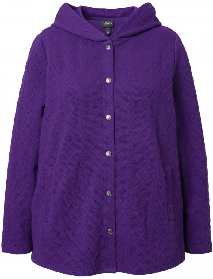 Ulla Popken Cable Knit Long Sleeve Hoodie Deep Violet - Hettegensere og collegegensere - 