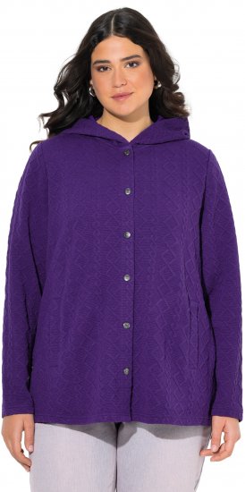 Ulla Popken Cable Knit Long Sleeve Hoodie Deep Violet - Hettegensere og collegegensere - 