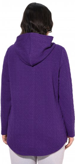 Ulla Popken Cable Knit Long Sleeve Hoodie Deep Violet - Hettegensere og collegegensere - 