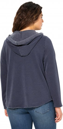 Ulla Popken Open Edged Long Sleeve V-Neck Hoodie Navy - Hettegensere og collegegensere - 