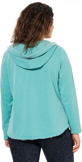 Ulla Popken Open Edged Long Sleeve V-Neck Hoodie Mint Green - Hettegensere og collegegensere - Myke gensere, hettegensere og strikk