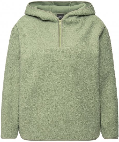 Ulla Popken Teddy Plush Long Sleeve Hoodie Sage Green - Hettegensere og collegegensere - 