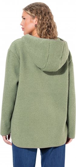 Ulla Popken Teddy Plush Long Sleeve Hoodie Sage Green - Hettegensere og collegegensere - 