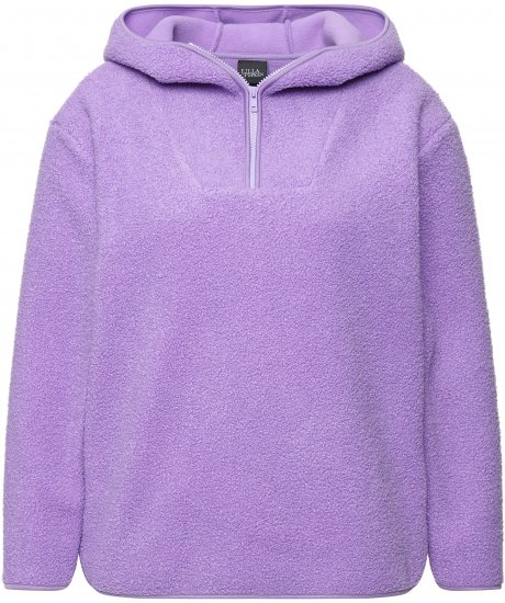 Ulla Popken Teddy Plush Long Sleeve Hoodie Pale Lilac - Hettegensere og collegegensere - Myke gensere, hettegensere og strikk