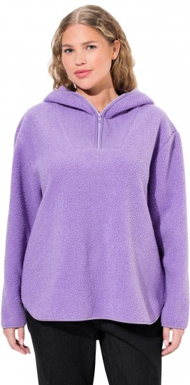 Ulla Popken Teddy Plush Long Sleeve Hoodie Pale Lilac - Hettegensere og collegegensere - Myke gensere, hettegensere og strikk